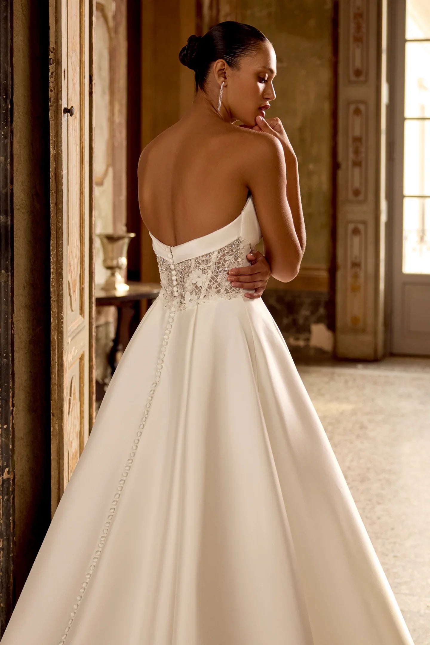 white christmas dresses Riviere Silk Embellished Designer Wedding Dress Sample main image 1