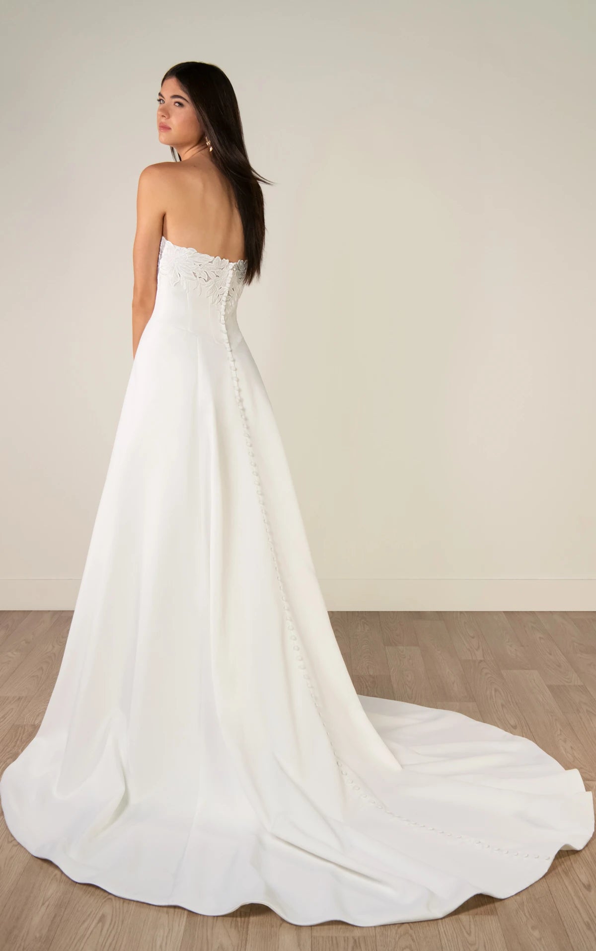 Strapless Lace Satin A-Line Wedding Gown with Sweetheart Neckline Stella York SY8328