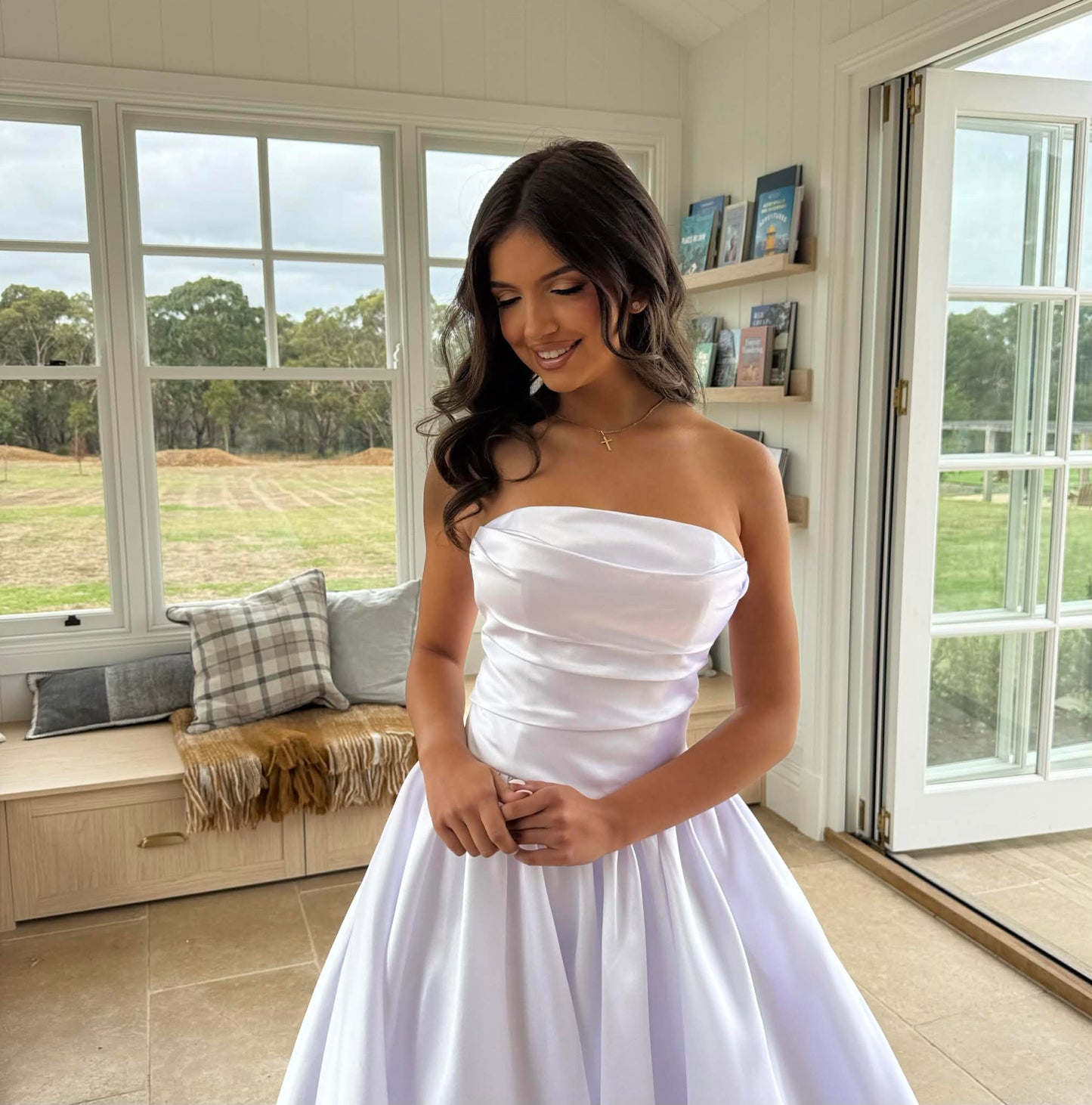 Utopia Satin Strapless Debutante Dress