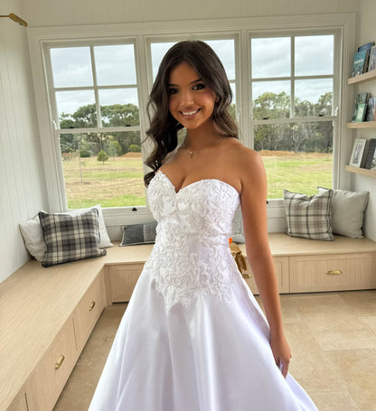 Tahiti Lace and Satin Strapless Debutante Dress