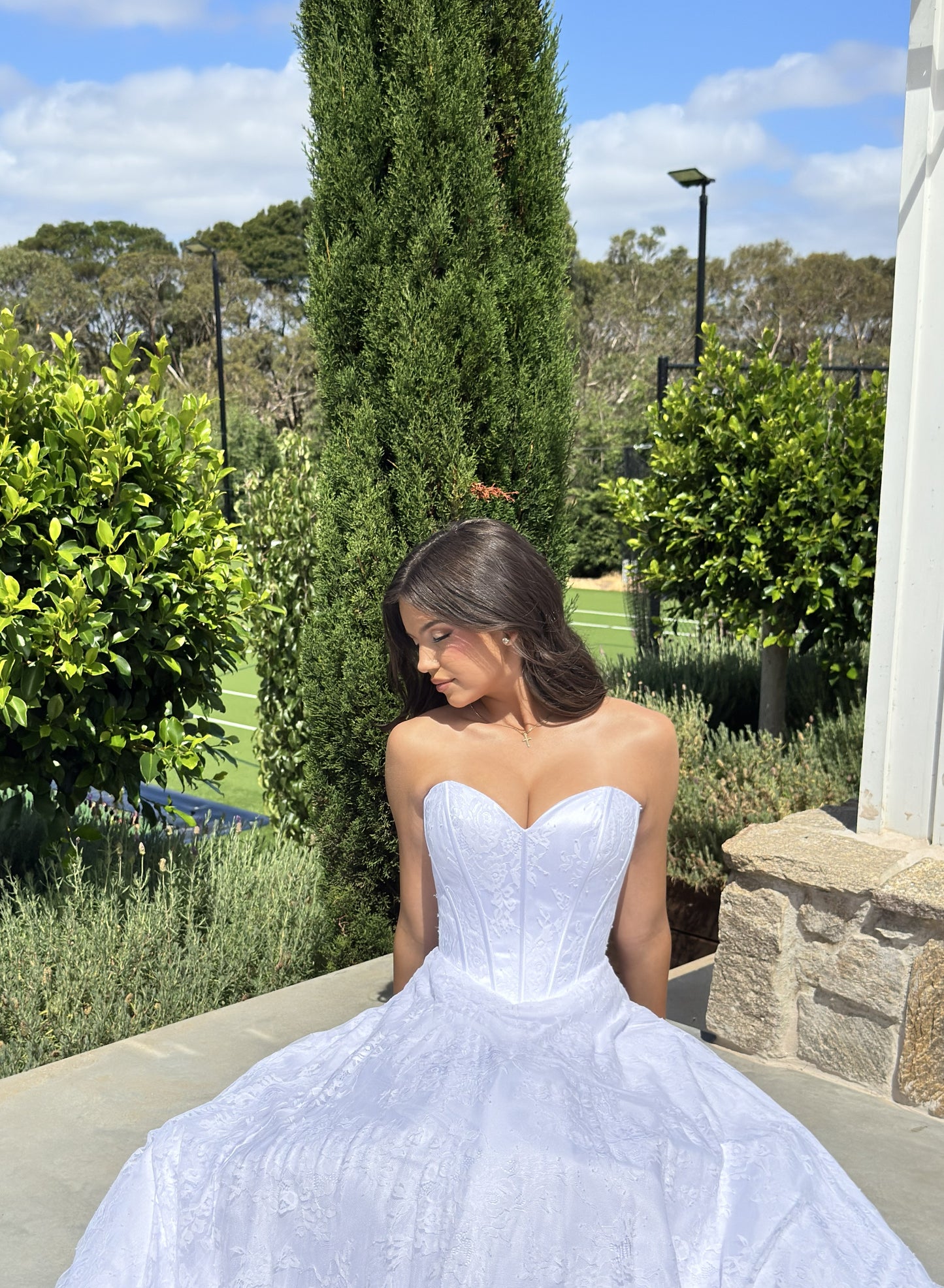 Azalea Strapless Sweetheart Lace Ballgown Debutante Dress with Boned Lace Up Corset