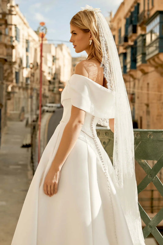 Justin Alexander mikado satin shoulder cuff 44475