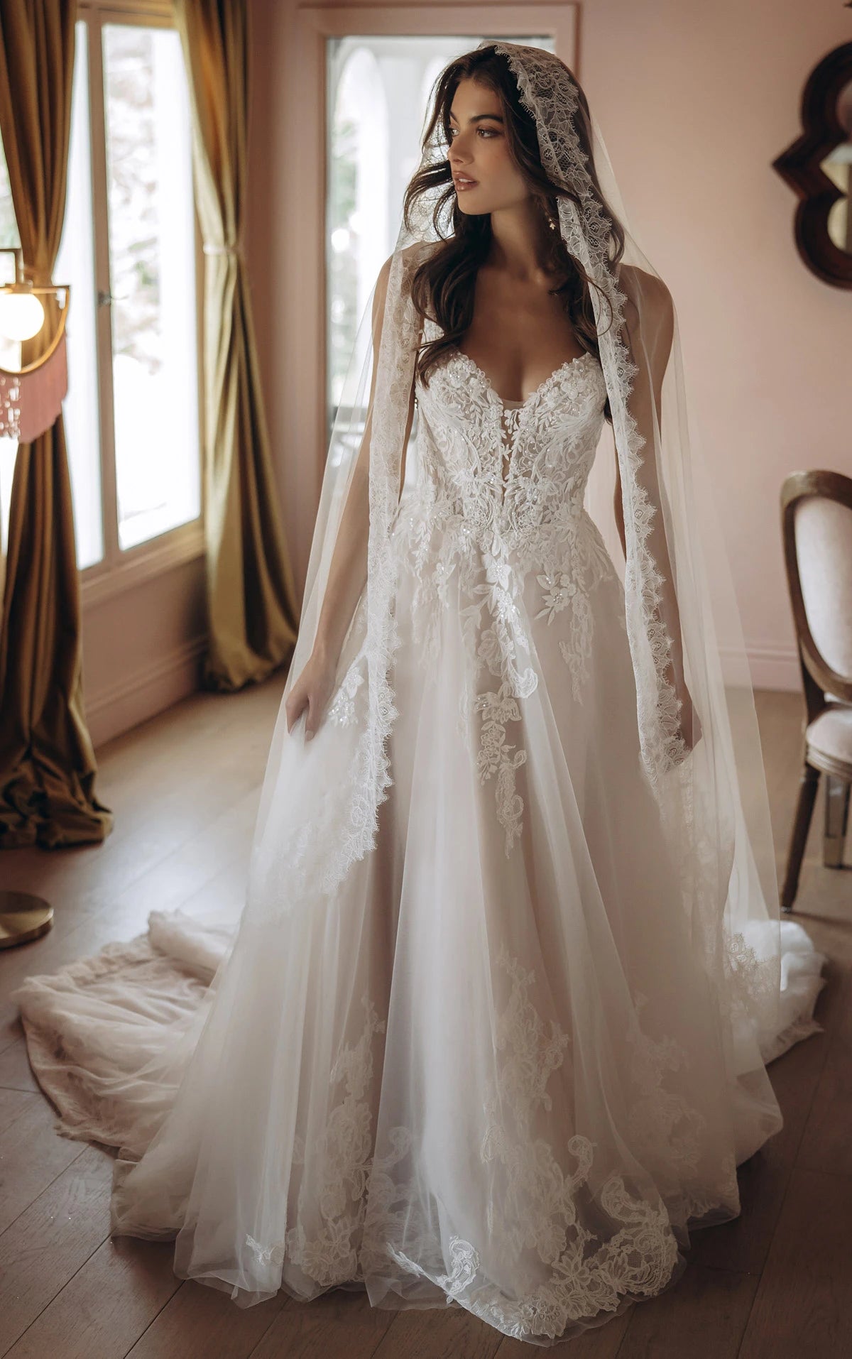 Stella Your Beaded Lace and Tulle A-Line Wedding Gown SY8293
