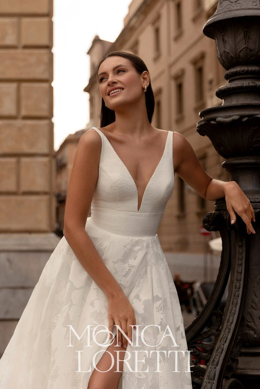 V neck A line wedding dress Wagga 